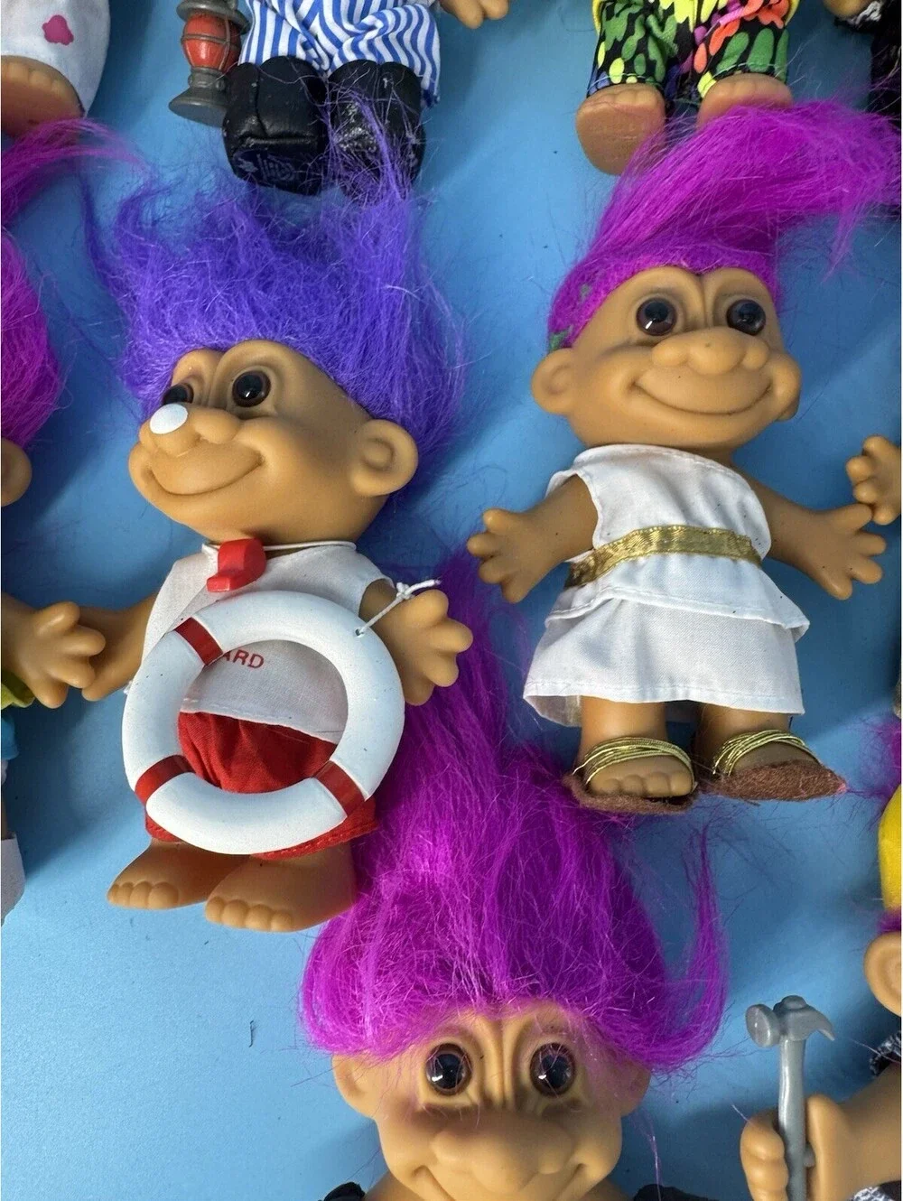 12 Vintage Russ Troll Dolls 5” 1990s Lot Costumes Accessories Neon Hair
